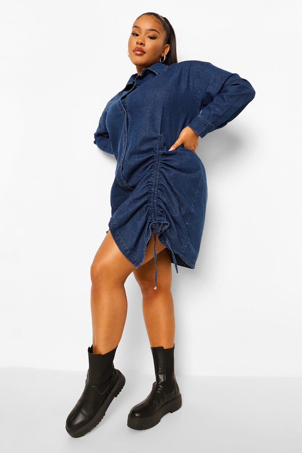 Robe chemise en jean grande online taille